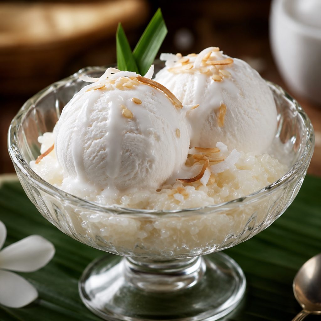 Coconut Ice Cream with Sticky Rice