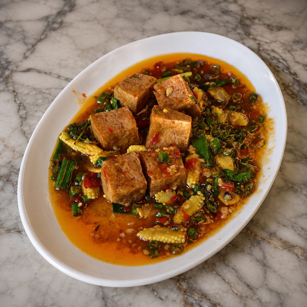Fried Bean Curd with Basil Leaf 1:2
